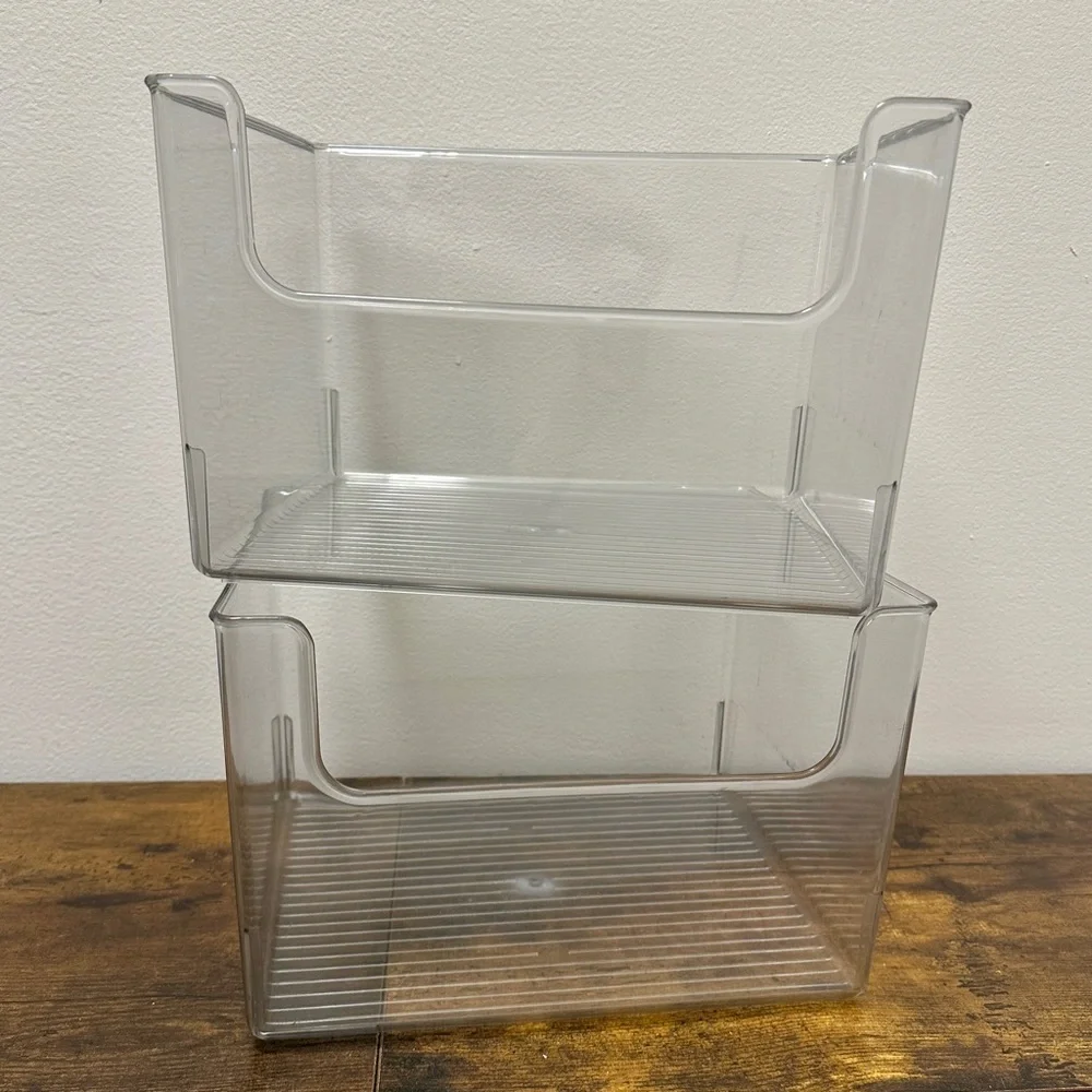 2x Plastic Storage Bins - Clear